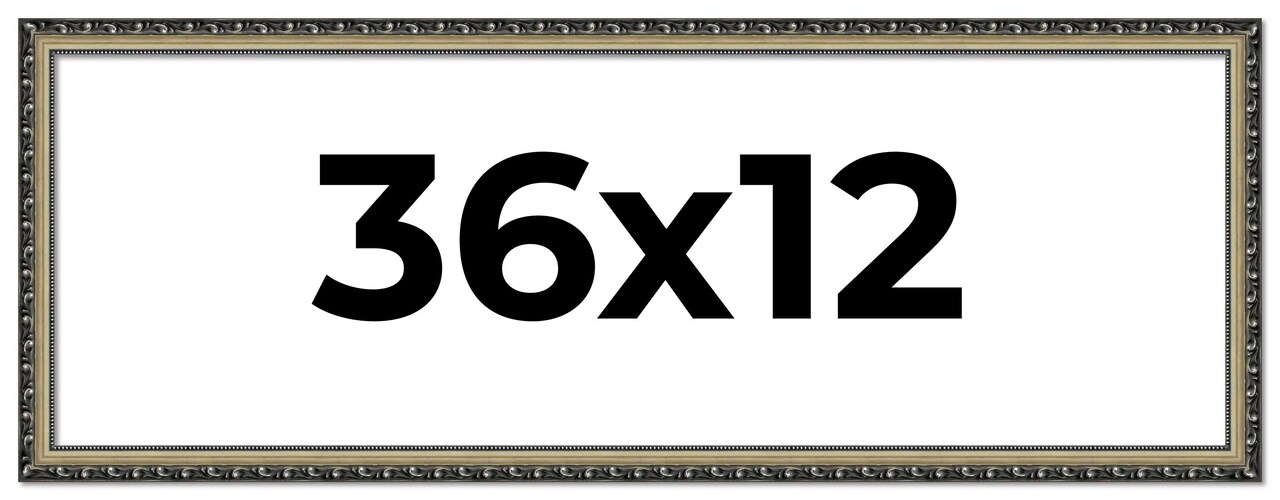 36x12 Solid Wood Antique Picture Frame with UV-Resistant Acrylic & Acid-Free Backing, Available in 4 Finishes: Bronze, Gold, Silver, and Gold with Black